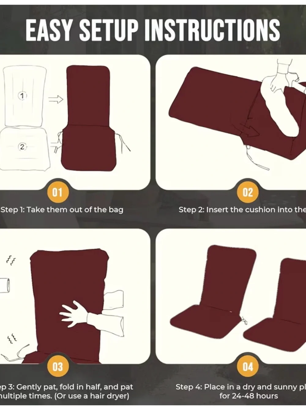 Outdoor High-Back Cushion red Weather resistant for Adirondack or rocking chair